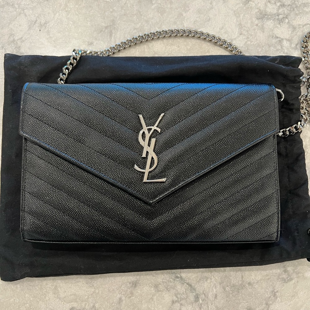 YSL Wallet On a Chain - Black - GREAT Condition